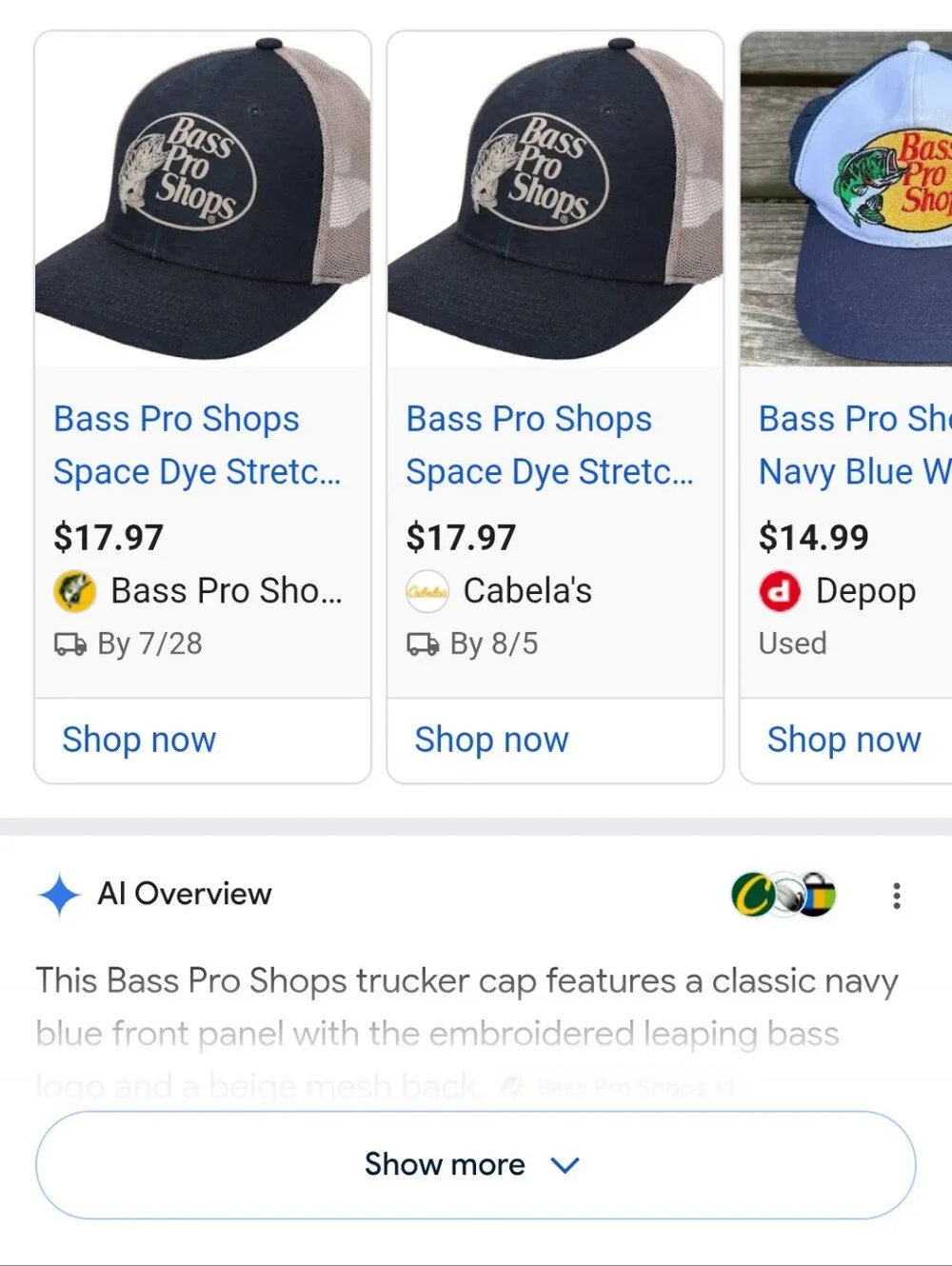 Bass Pro Shops Navy and Cream Logo Trucker Hat